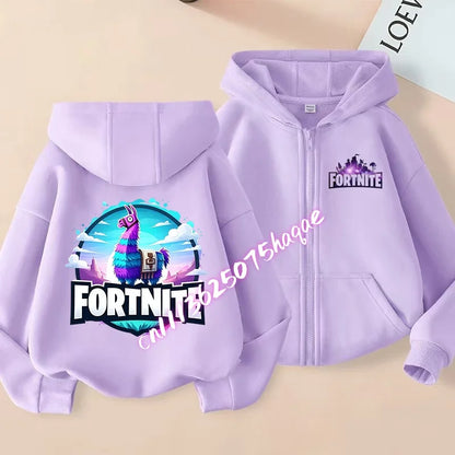 Ny Fortnite-hættetrøje til børn med lynlås, tegneserie- og anime-inspirerede hættetrøjer, afslappet og åndbar jakke til drenge, børnetøj til foråret 2026