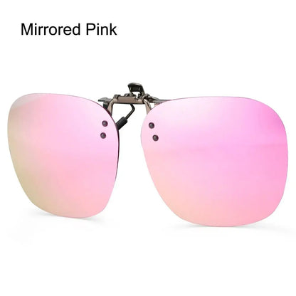 Metal Clip Clip-On Polarized Sunglasses Convenient Rimless Flip-up Sun Glasses for Prescription Glasses UV400 Polygonal Shades