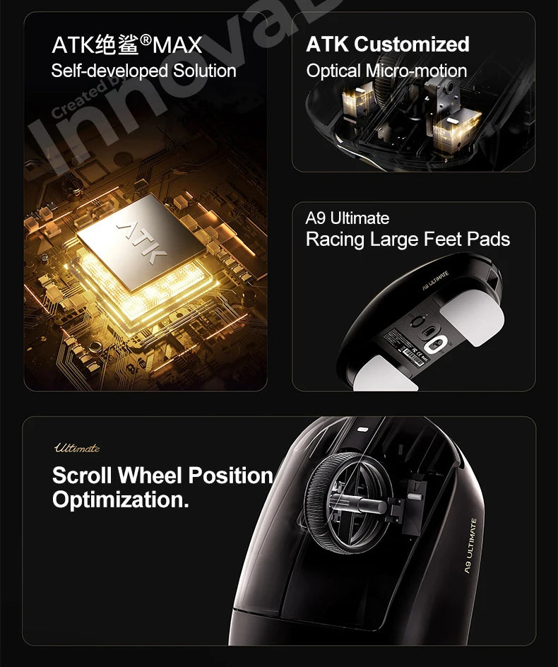 Bezprzewodowa mysz gamingowa ATK Dragonfly A9 Ultimate A9 Air PAW3950 ultralekka ergonomiczna mysz e-sportowa FPS dla graczy CSGO A9 Ultra