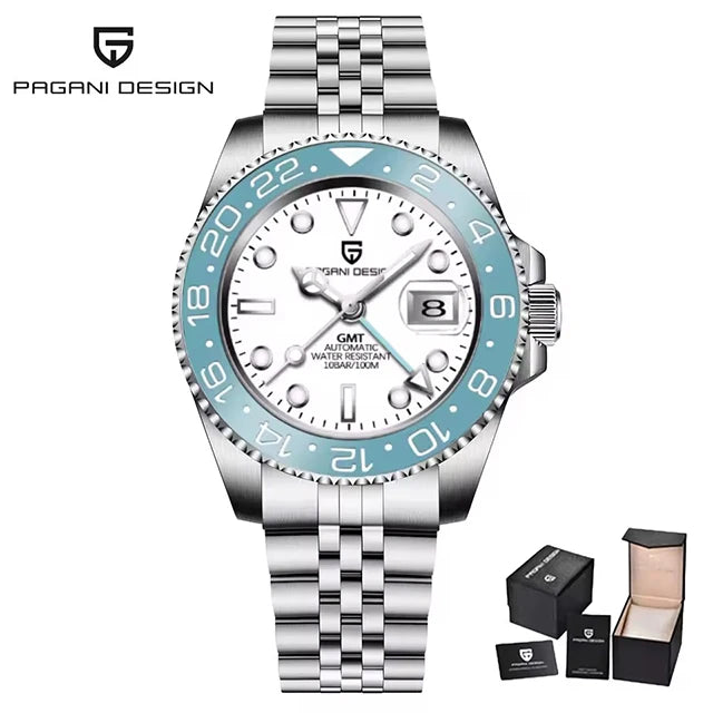 New PAGANI DESIGN Top Brand GMT Mens Wristwatch Sapphire Glass Automatic Men's Watch 100M Waterproof 40mm Men Mechanical Watches