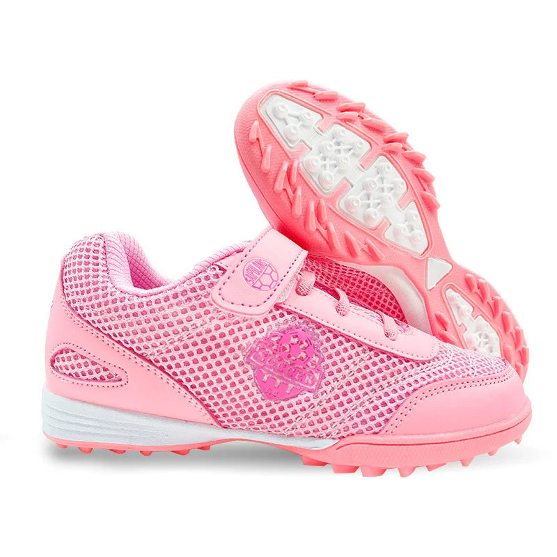 Chuteiras de futebol para criança menino/menina Tf com fecho de velcro, sem pitões, para lacrosse, iniciantes em críquete e basebol