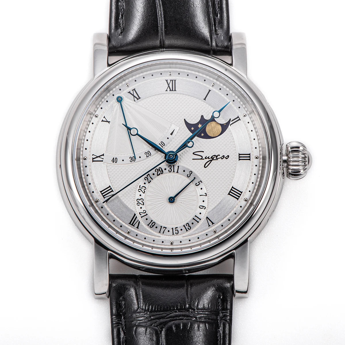 Sugess Moonphase Men's Watch Automatic Mechanical Watches for Tianjin Movement Sapphire Glass Water Resistant Wristwatches New