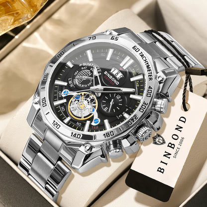 Orologi al quarzo di lusso BINBOND da uomo, luminescenti, impermeabili, con datario automatico, precisi e resistenti, in stile sportivo e business.