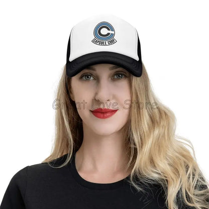 Capsule Corp Mesh Baseball Caps Unisex Hip-Hop Trucker Hat Anime DBZ Dad Hat Adjustable Racing Cap Summer Trucker Snapback Hats