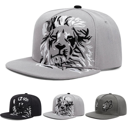 „Lion Eagle“ siuvinėta mados vyriška gatvės stiliaus hiphopo kepurė, beisbolo kepurė, moteriška laisvalaikio ir sporto kepurė nuo saulės, plokščia krašto kepurė