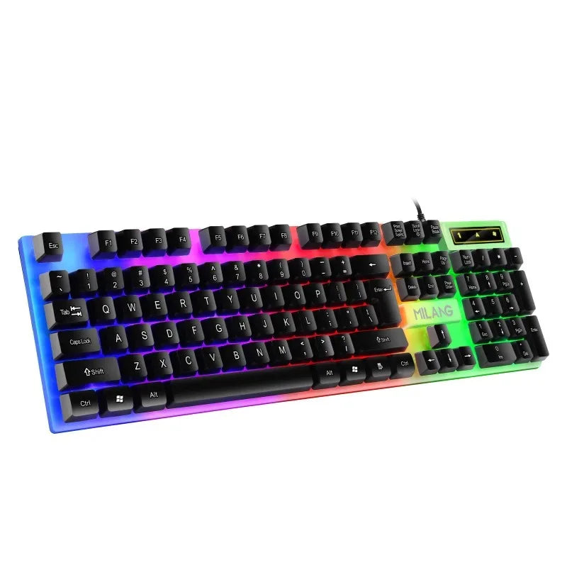 KEBIDUMEI Tastiera cablata USB RGB retroilluminata da gaming 104 tasti, tastiera standard a membrana per PC, laptop, Windows, iOS