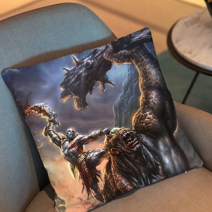 Furious Kratos game God of War  Pillow Case Pillow Case Living Room Sofa Cushion Cover Suitable For Home Bedroom Room Decoration