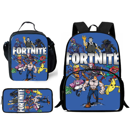 Mochilas Infantis de Design Gaming F-FortniteS com Lancheira e Estojo, Mochilas Escolares de Grande Capacidade para Meninos e Meninas, Melhor Presente