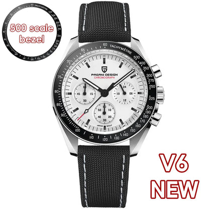 PAGANI DESIGN 2026 New Saturn Men's Watches Quartz Watch For Men Light Tan Sport Chronograph AR Sapphire Crystal Wrist Watch Men