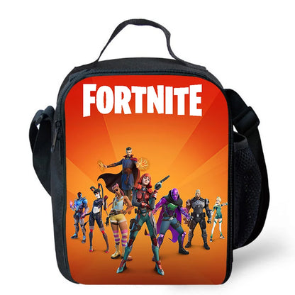 Fortnite cartoon lunch bag, portable insulated lunch bag, reusable food storage bag, suitable for children and students.