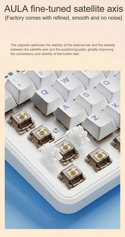 Teclado mecánico AULA F108 PRO personalizado con distribución 100%, retroiluminación RGB, Bluetooth inalámbrico, interruptores HiFi para gaming