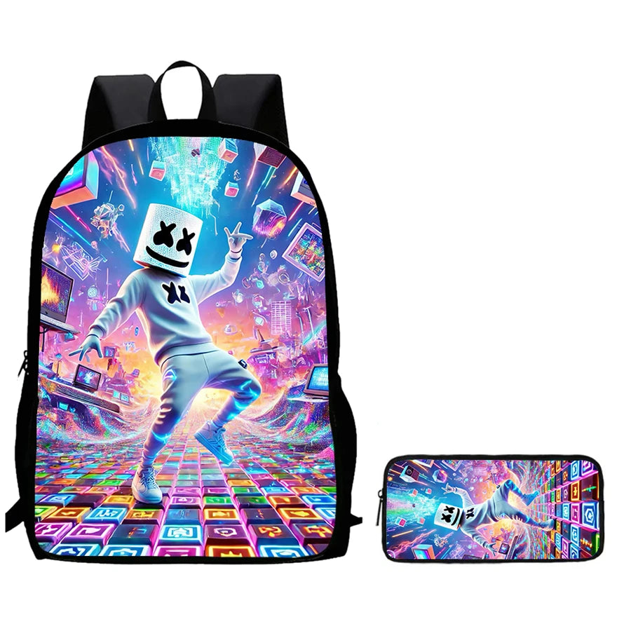 2Pcs Fortnite Kids Backpack Set Pencil Case Lightweight Durable School Bag For Boys Girls 6-9 Years Old Daily School Supplies