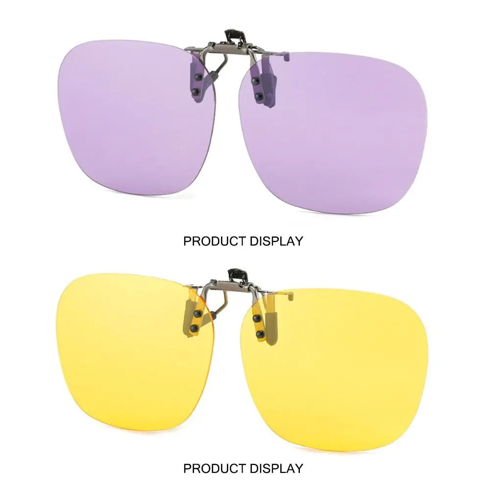 Metal Clip Clip-On Polarized Sunglasses Convenient Rimless Flip-up Sun Glasses for Prescription Glasses UV400 Polygonal Shades
