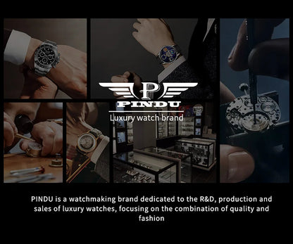 PINDU Design Celestial Body Series Traditionnelle Artisanat Three Dimensional Dragon Men Watch Curved Mirror Transparent Globe