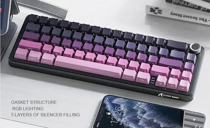 Teclado mecânico sem fios Attack Shark X66, layout compacto 65%, retroiluminação RGB, gasket, hot swap, Bluetooth, USB-C, PBT, bateria de grande capacidade