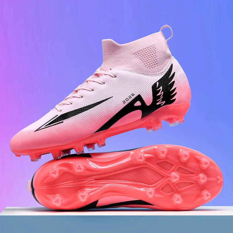 Nouvelles chaussures de football pour hommes, chaussures de soccer de haute qualité, chaussures de futsal, chaussures de sport antidérapantes à cheville haute pour l'extérieur, chaussures de sport ultra-légères antidér