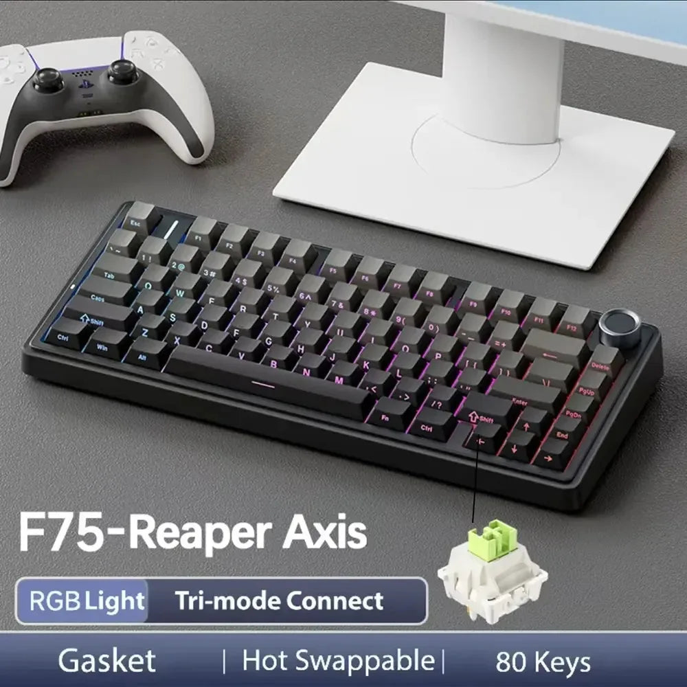 Teclado mecânico F75 FREEWOLF * AULA F75 Bluetooth de três modos, dedicado a gaming e utilização em escritório