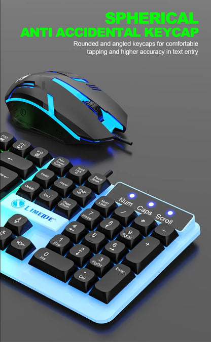 Combo de teclado y ratón gaming NG GTX350 para ordenador y portátil, kit gamer con retroiluminación LED, teclado USB con cable GTX350, set negro