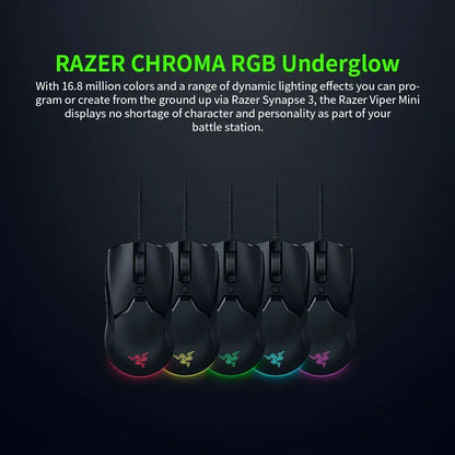 Razer Regalo de Año Nuevo Thunder Snake Viper Mini Ratón Gaming Esports con Cable para Ordenador y Portátil, Luz RGB, para Manos Pequeñas