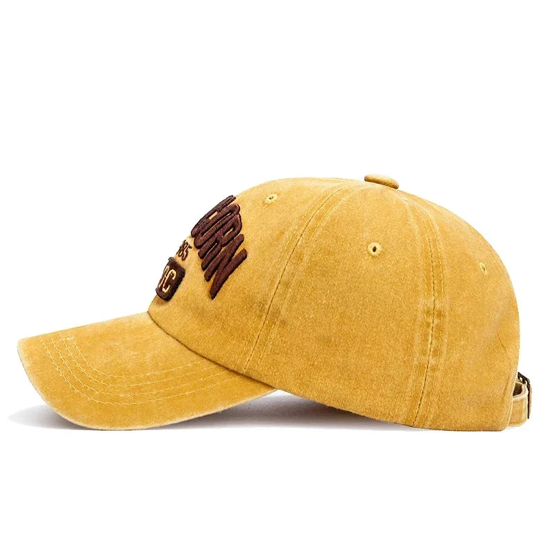 New Unisex Washed Distressed 'CAPRICORN' Alphabet 3D Embroidery Soft Top Baseball Cap Fashion Men Women Outdoor Casual Sport Cap