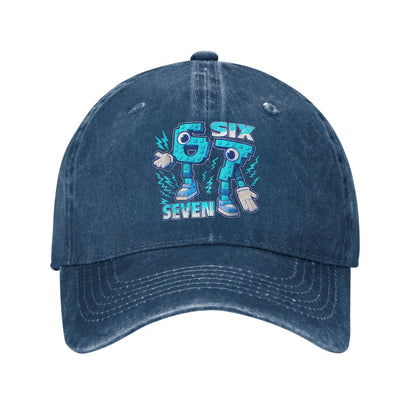 Funny Meme 67 Six Seven 6 7 Italian Brainrot Baseball Cap Sun Outdoor Sports Washed Trucker Hat Male Classic Design Baseball Cap
