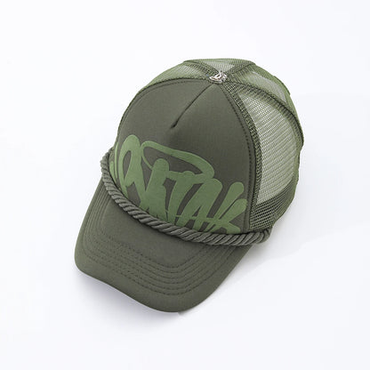 damesmode-baseballpet met letterprint voor lente en zomer, ademende mesh-pet voor buitensporten, heren-truckerpet