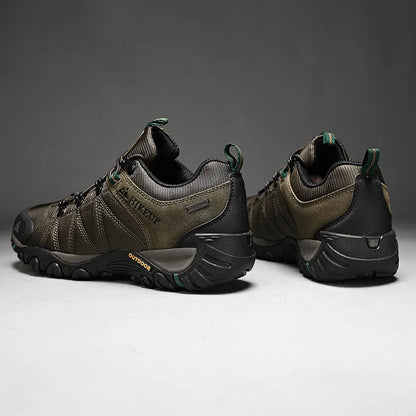 HIKEUP Zapatillas de senderismo para hombre de cuatro estaciones, calzado deportivo de exterior en cuero genuino resistente al desgaste, zapatos de escalada con suela de goma para trekking