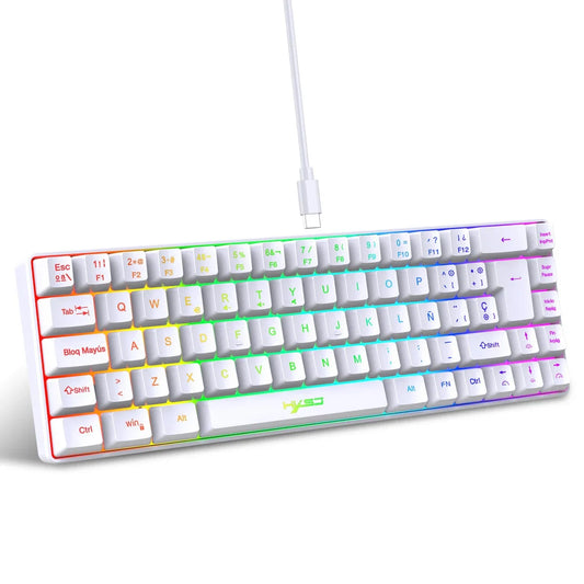 RGB backlit keyboard Russian 69 keys white membrane gaming wired ergonomic Keyboards for compact mini  for pc laptop color black