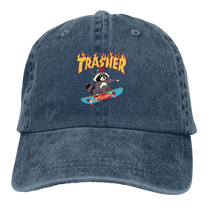 Trasher! Baseball Cap Men Hats Women Visor Protection Snapback Raccoon Lover Caps