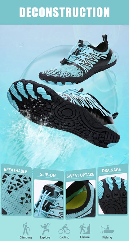 EOCENE pánske a dámske barefoot outdoorové športové aqua topánky, rýchloschnúce tenisky do vody na pláž, plávanie, fitness, brodenie, turistiku a cyklistiku