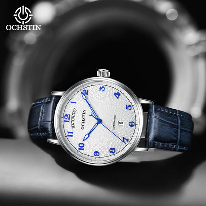 OCHSTIN Day Date Gents Watches 2025 Gift for Men Automatic Mechanical Business Wristwatches 40mm Analog Male Clock Leather Strap
