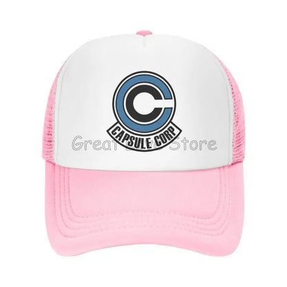 Capsule Corp Mesh Baseball Caps Unisex Hip-Hop Trucker Hat Anime DBZ Dad Hat Adjustable Racing Cap Summer Trucker Snapback Hats