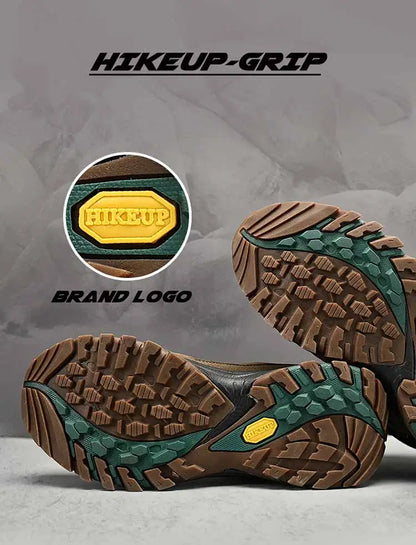 HIKEUP Botas de senderismo altas para hombre, calzado de invierno para exteriores con cordones, antideslizantes, deportivas y casuales, botas de trekking de ante cálidas para hombre
