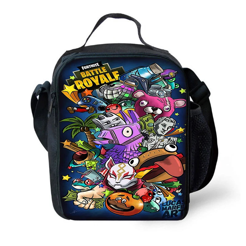 Child Insulated Large Capacity Hot Game F-FortniteS Bag for Boy Girl Student Outdoor Picnic Resuable Thermal Cooler Lunch Box