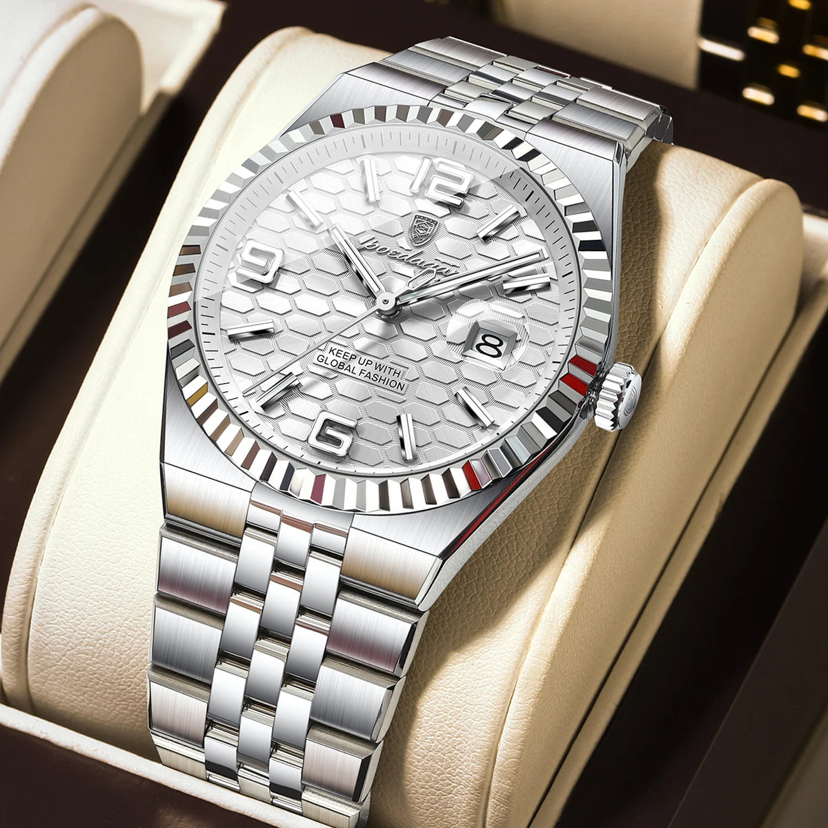 POEDAGAR High Quality Original Men Clock Waterproof Luminous Date Luxury Man Watch Stainless Steel Quartz Men's Watches Male+Box
