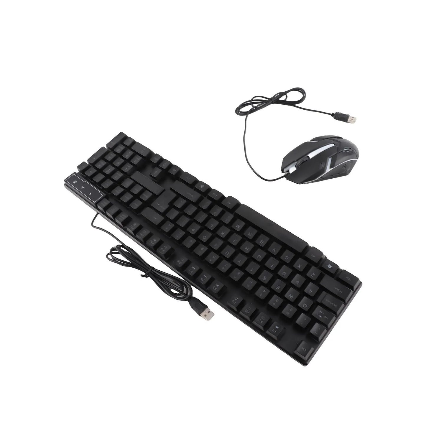 Combo gaming de teclado y ratón de 4 piezas, teclado ergonómico de 104 teclas, ratón con luz de respiración de 4 colores, auriculares y alfombrilla antideslizante para ratón