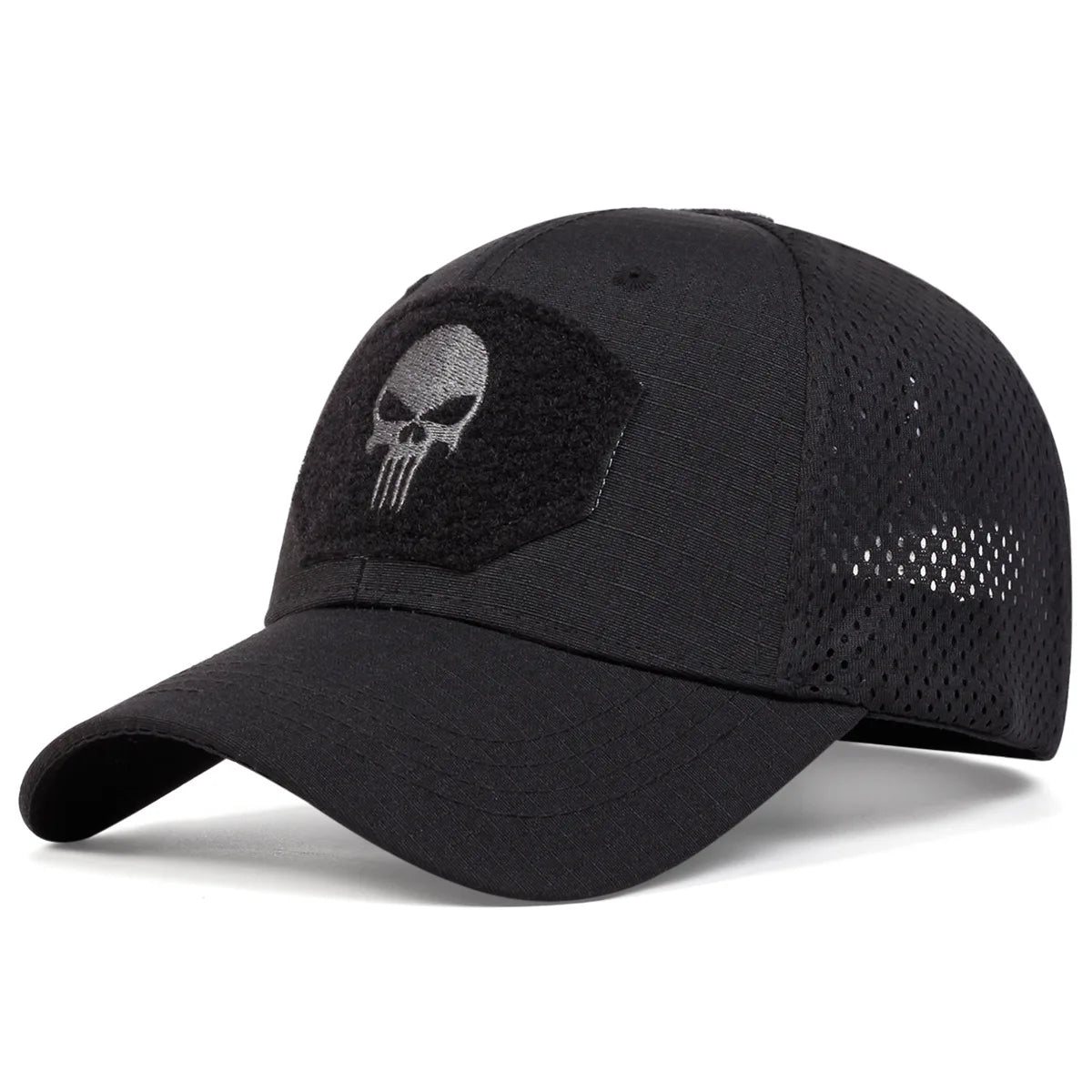Unisex Skull Embroidered Baseball Caps Men Outdoor Breathable Mesh Tactics Mountaineering Peaked Hat Adjustable Snapback Caps