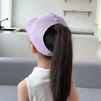 Bows Children Baseball Caps Hollow Empty Top High Ponytail Caps Adjustable Kids summer Sun Hats Boys Girls Hip hop Baseball Hat