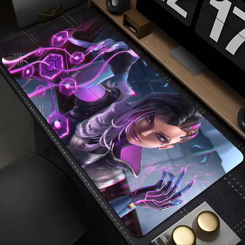 Tappetino mouse PC Overwatch Sombra sexy, tappetino per laptop viola kawaii con ragazza anime, tappetino per tastiera, accessori gaming, tappetino da scrivania per gamer