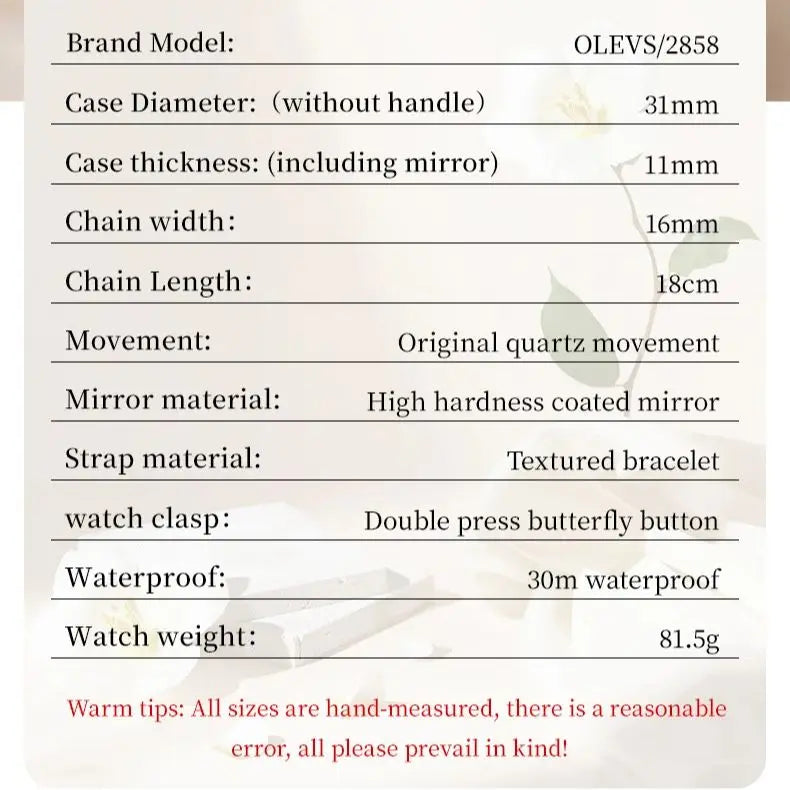 OLEVS 2858 Women Watch Luxury Brand Quartz Watch Waterproof Luminous Date Chronograph Women Bracelet Dress Diamond Watch Reloj