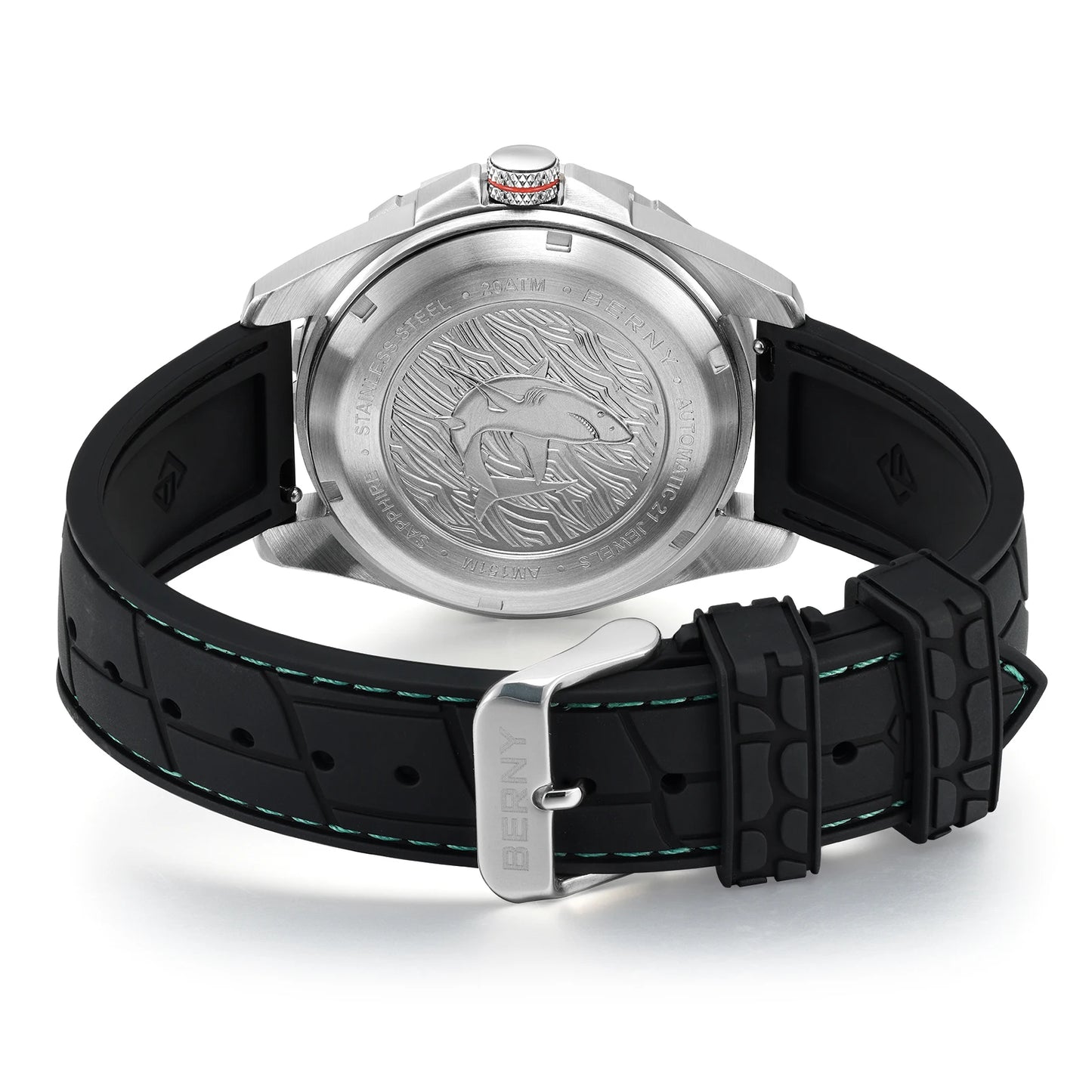 BERNY Automatic Diver Watch for Men Frosted Dial MIYOTA 8215 316L Supper Luminous Sapphire AR Fluororubber Men's Diving Watches