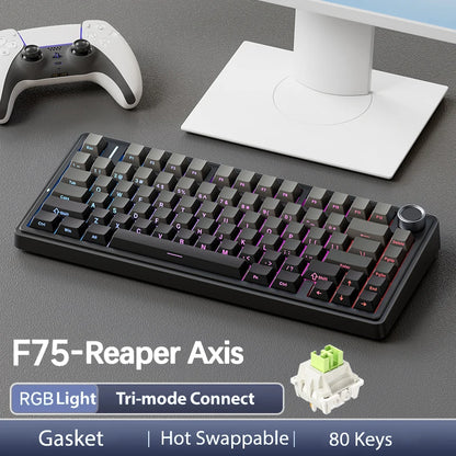 Tastiera meccanica gaming wireless AULA F75 Pro con montaggio gasket, RGB personalizzato, layout 75% e keycap PBT con incisione laterale