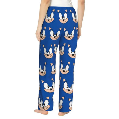 Custom Women Soniced Pajama Pants Printed Hedgehog Game Sleep Sleepwear Bottoms with Pockets