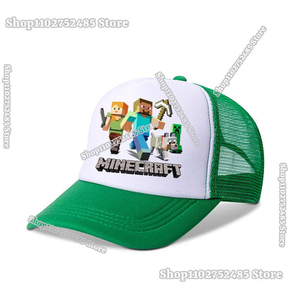 Cartoon Pixel Block Peaked Hat Baseball Caps Summer Sunhat Bonnets Minecrafteds Beanies Adult Headwear Kid Accessories Sportscap