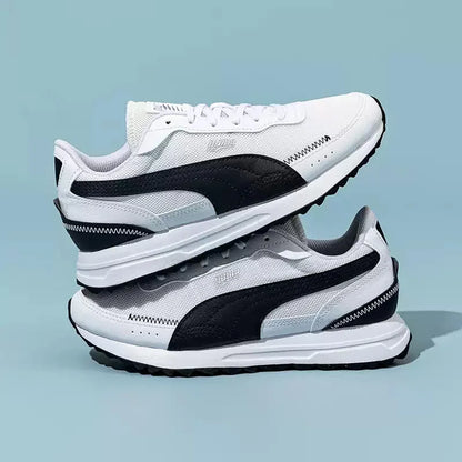 PUMA Baskets de course décontractées rétro légères en maille respirante blanches et noires antidérapantes 397432-05