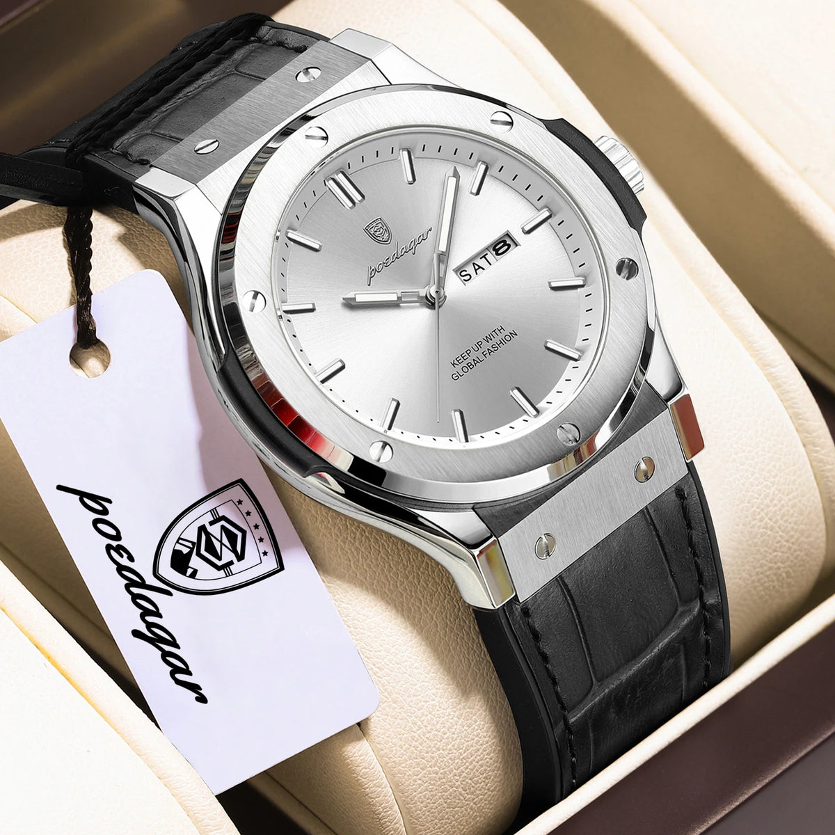 Relógio para homem POEDAGAR – Modelo original, estilo profissional, à prova de água, bracelete em silicone, indicação da data e do dia, movimento de quartzo, relógio de luxo na moda.
