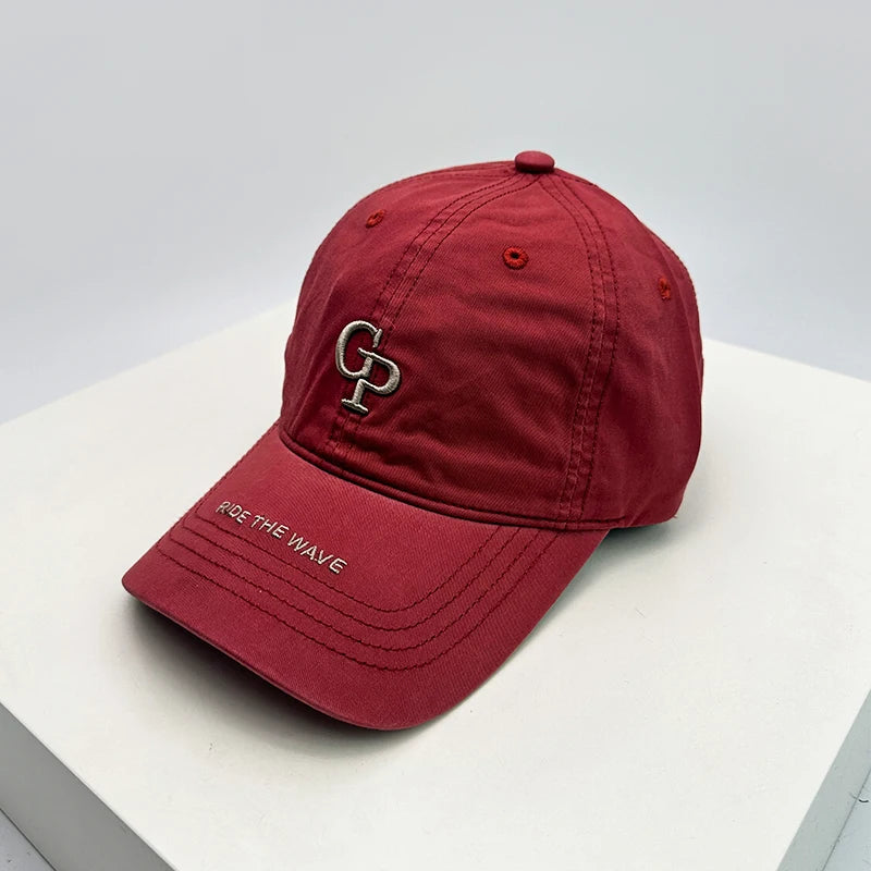 New Unisex Korean Embroidered GP Letters Baseball Hats Casual Breathable Retro Sunshade Peaked Caps Versatile Fashion Outdoor