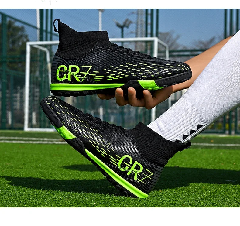 Nouvelles chaussures de football pour hommes, crampons pour terrain en herbe, baskets, chaussures de football de haute qualité, antidérapantes, montantes, pour futsal, matchs en salle, best-seller FG/TF