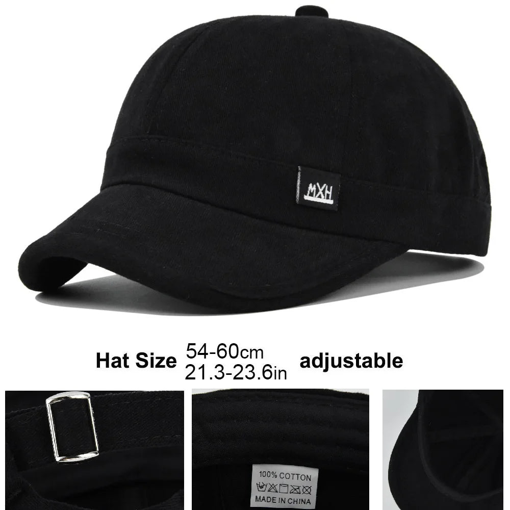 Brand Oohmy 5cm Short Brim Baseball Caps Big Head and Small Head for Men Women Mesh Back Trucker Hat Short BillQuick Dry
