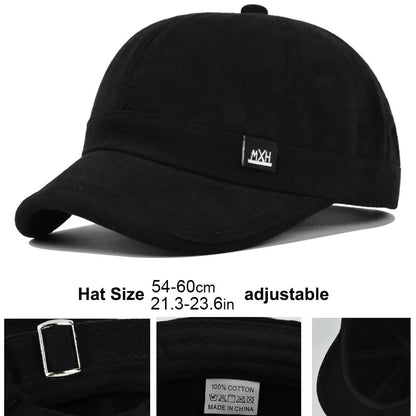 Brand Oohmy 5cm Short Brim Baseball Caps Big Head and Small Head for Men Women Mesh Back Trucker Hat Short BillQuick Dry
